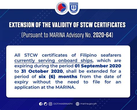 MARINA releases updated guidelines on revalidation of STCW .